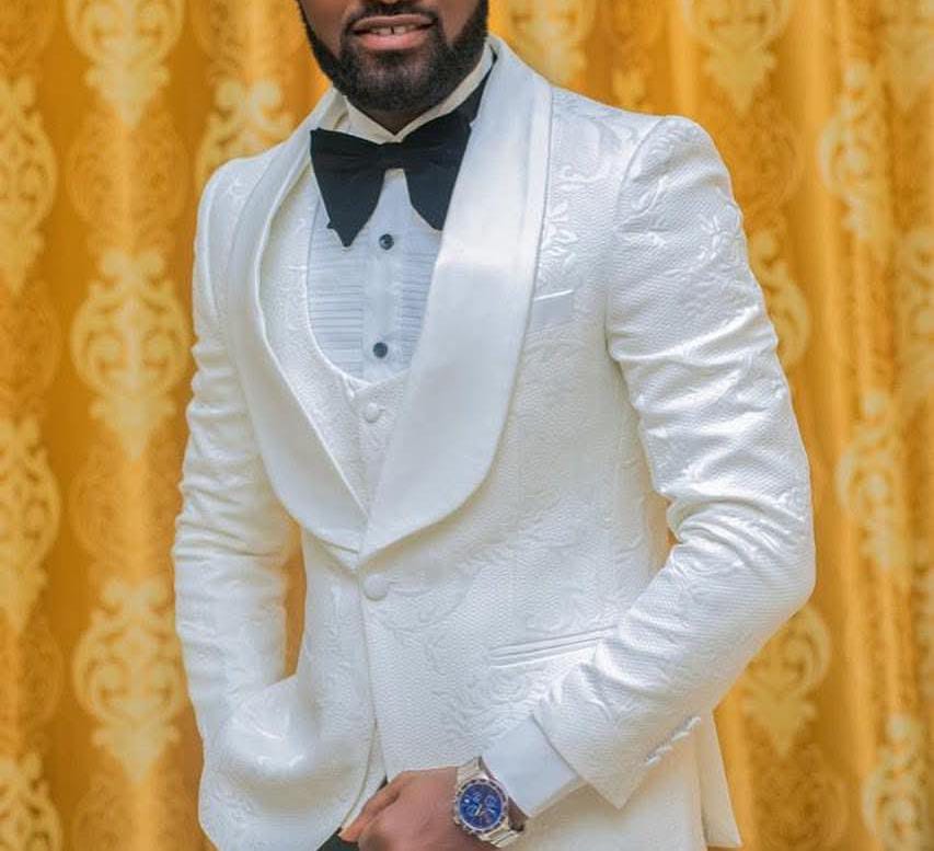 White Jacquard Tuxedo Suit