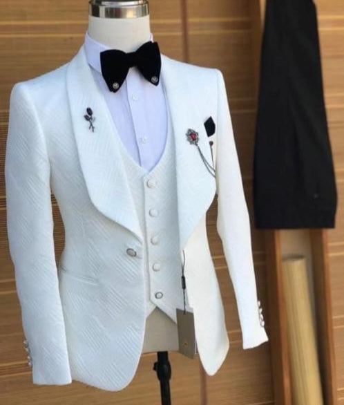Luxury White Design Wedding Suit-Ghana