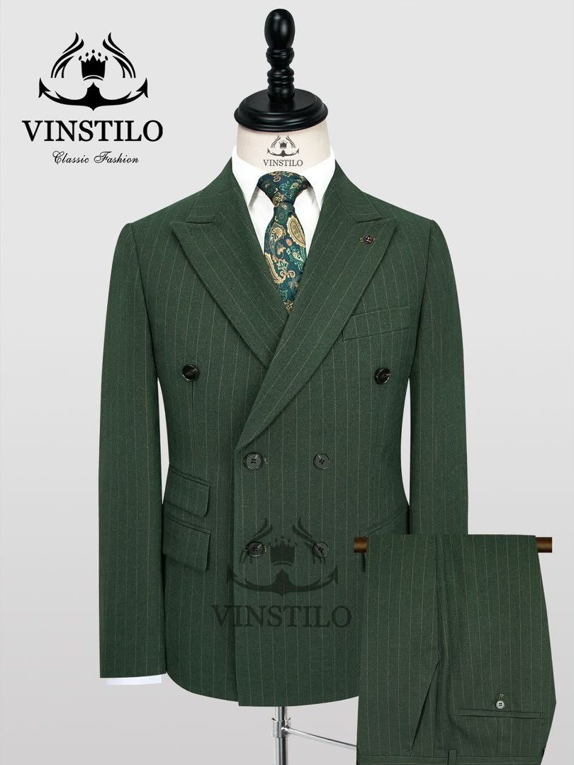 Vinstilo Classic Turkish Striped Double-Breasted Suit