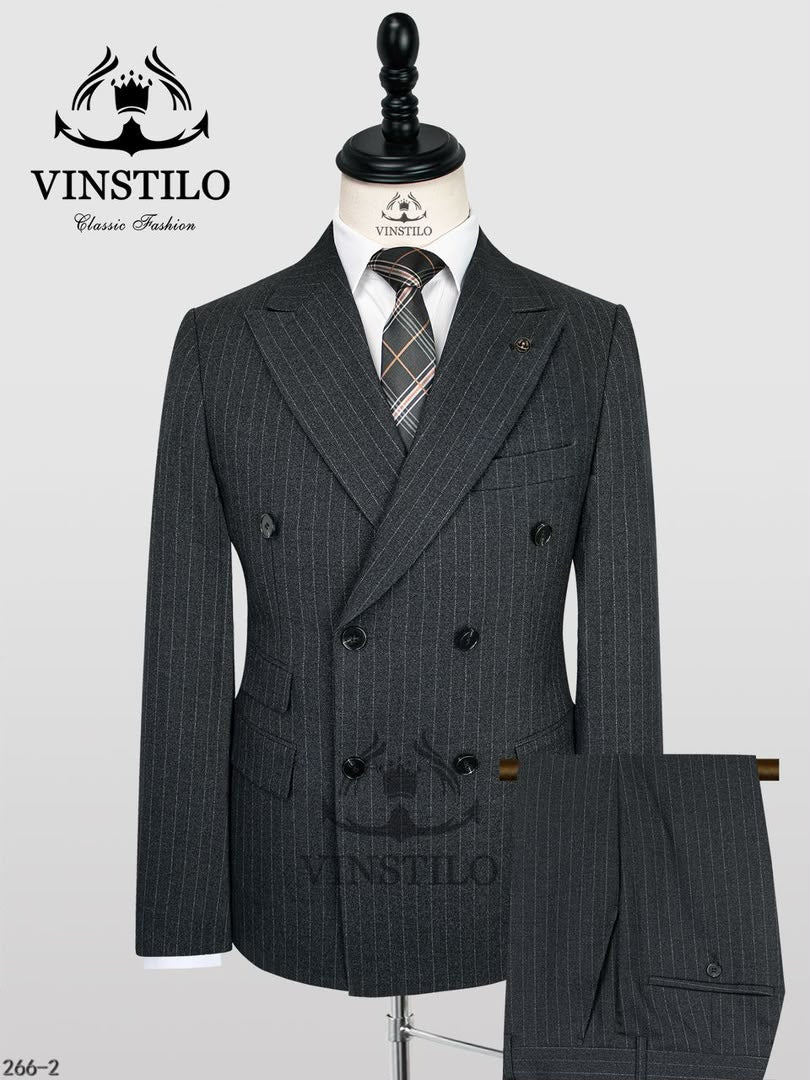 Vinstilo Classic Turkish Striped Double-Breasted Suit