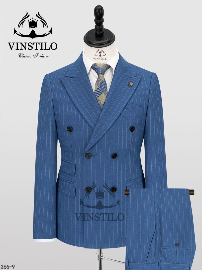 Vinstilo Classic Turkish Striped Double-Breasted Suit