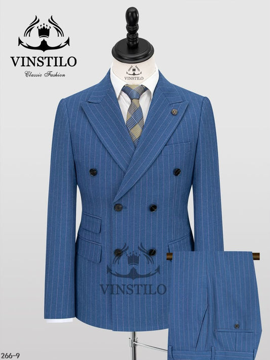 Vinstilo Classic Turkish Striped Double-Breasted Suit