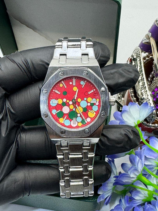 Bubble Dial Hip-Hop Quartz Watch – Royal Oak Style Stainless Steel Balloon Watch