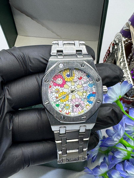Bubble Dial Hip-Hop Quartz Watch – Royal Oak Style Stainless Steel Balloon Watch