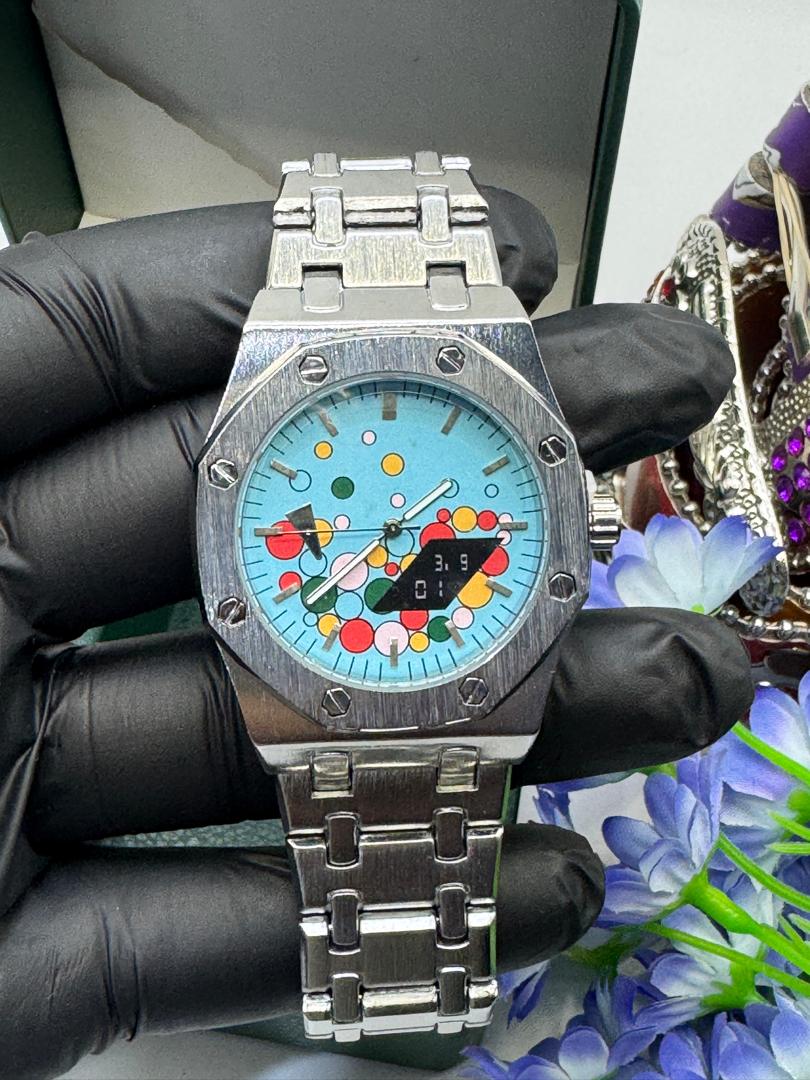 Bubble Dial Hip-Hop Quartz Watch – Royal Oak Style Stainless Steel Balloon Watch