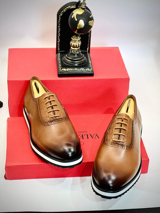 Premium Brown Leather Lace Sneakers (Sizes 40-46)