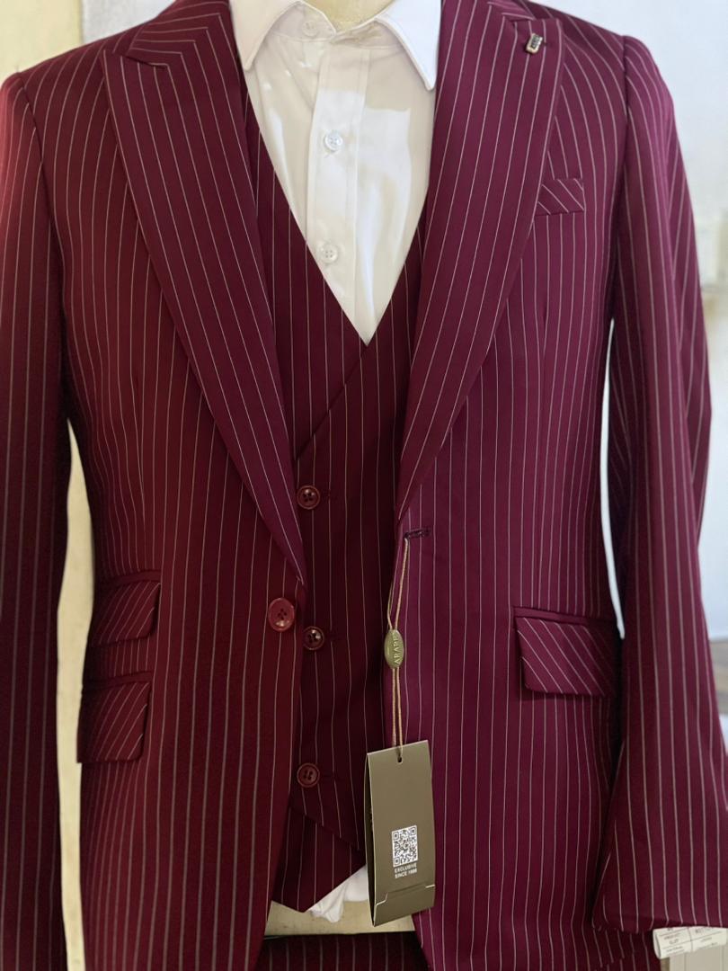 pinstripe three-piece suit -slim-fit cut and fine stripes.