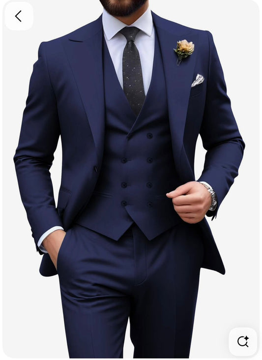 Men's 3-Piece Slim Fit Wedding Suit – Navy & Forest Green
