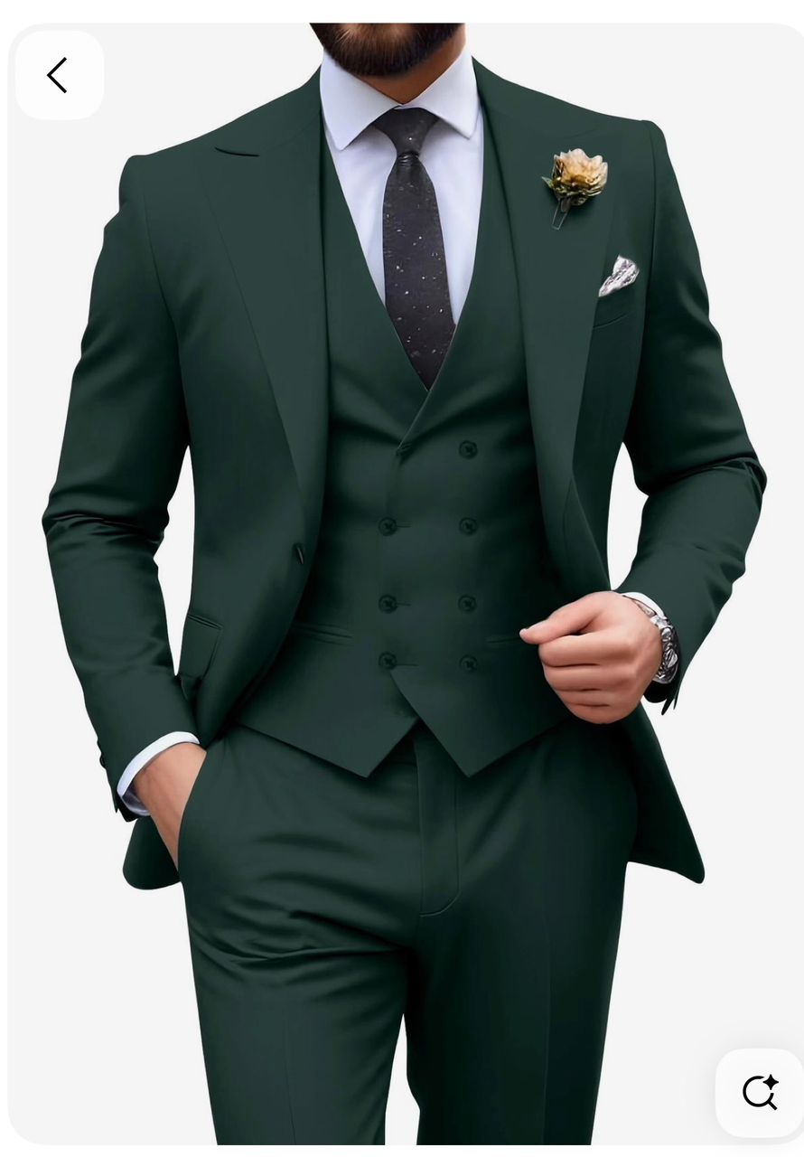 Men's 3-Piece Slim Fit Wedding Suit – Navy & Forest Green