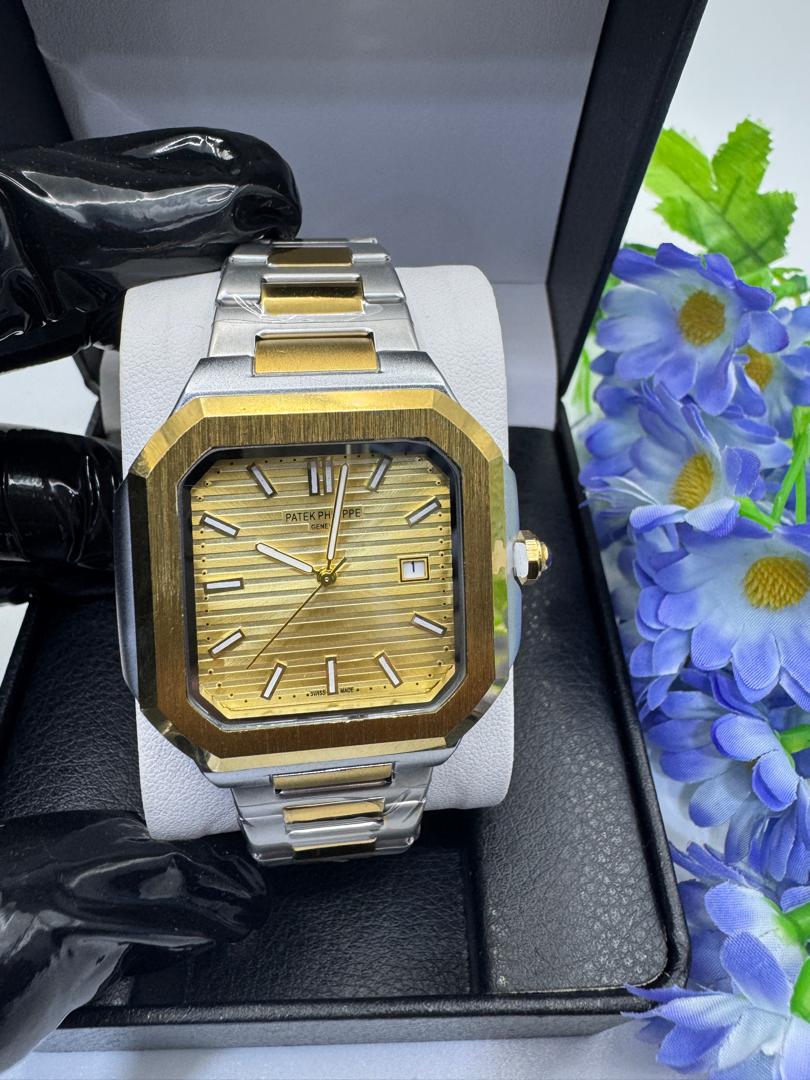 Luxury Square Dial Two-Tone Stainless Steel Men's Watch
