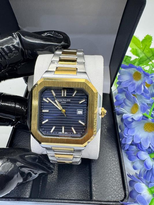 Luxury Square Dial Two-Tone Stainless Steel Men's Watch