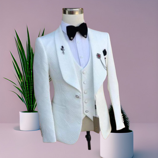 Luxury White Design Wedding Suit-Ghana